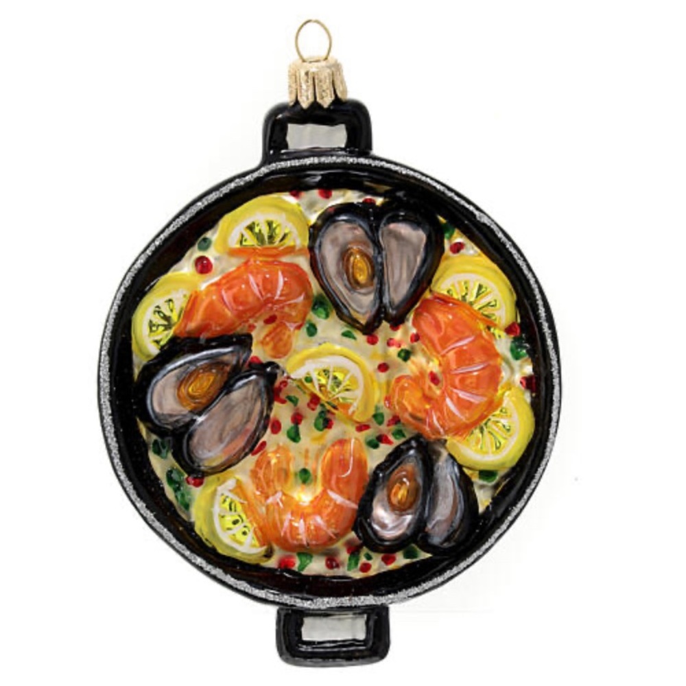Blown Glass Paella Christmas Tree Ornament New